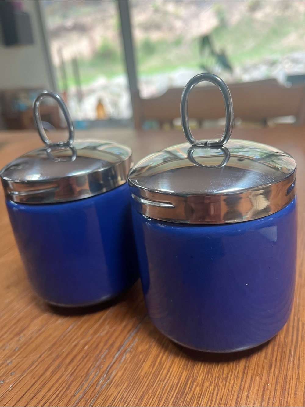 Cobalt Blue Williams Sonoma Double Egg Coddlers - Set of Two